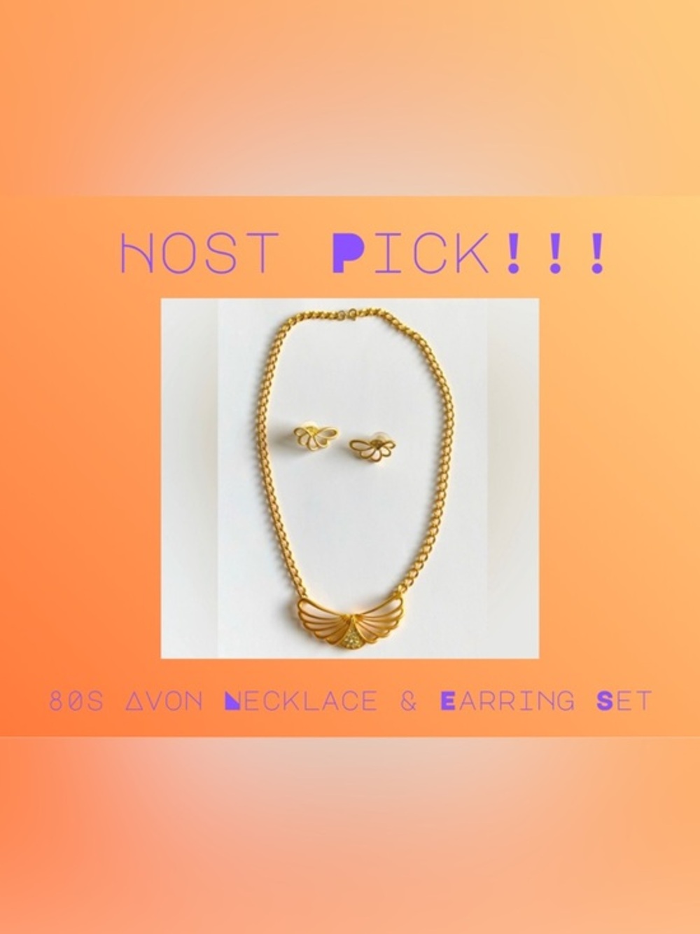 Host pick Avon 1980s abstract butterfly necklace and earring set